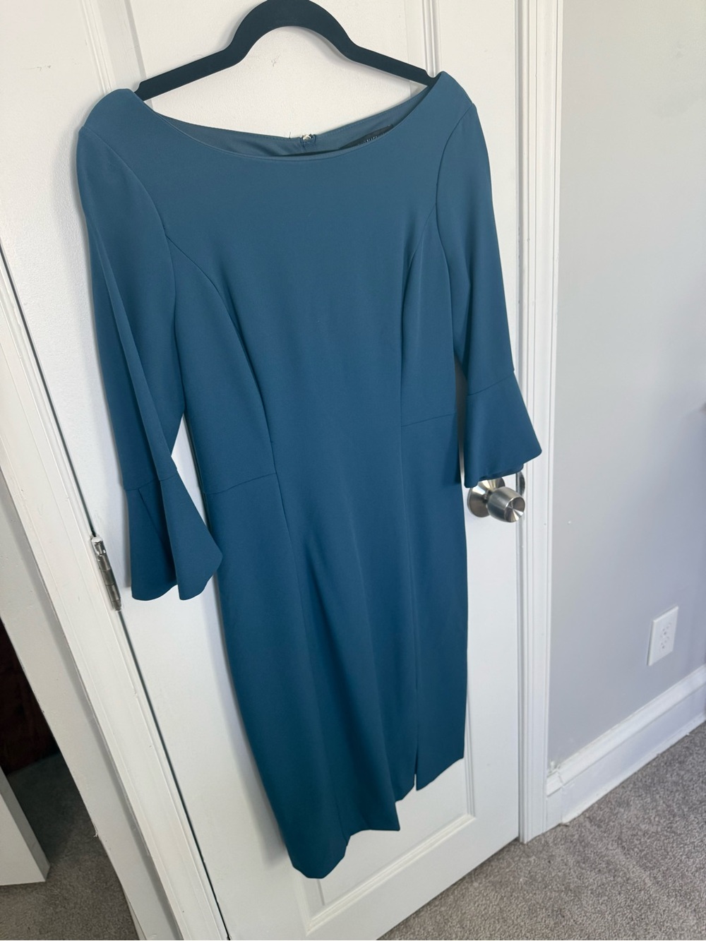 White House Black Market Teal Midi Dress with Bell Sleeves